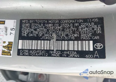 2006 Toyota Prius из США, поврежденный, VIN JTDKB20UX63130778